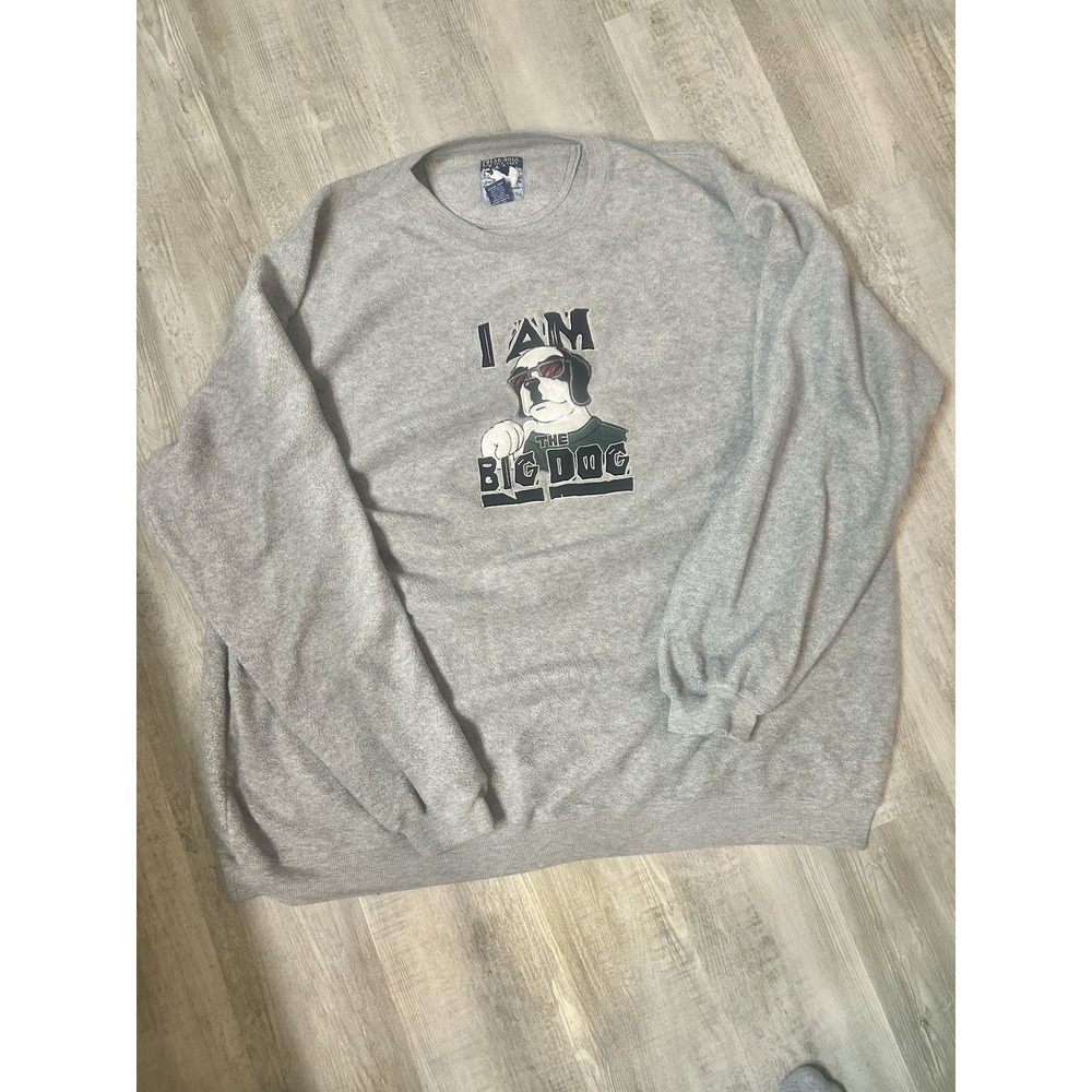 Vintage Big Dogs Sweatshirt Mens 3XL Gray Fleece Polar Dogs 90s Crew Neck EUC